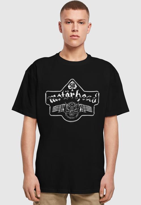 Produktbild Merchcode Motorhead - 50th Ace Wings Chrome Emblem Heavy Oversize Tee - 193773 (L)