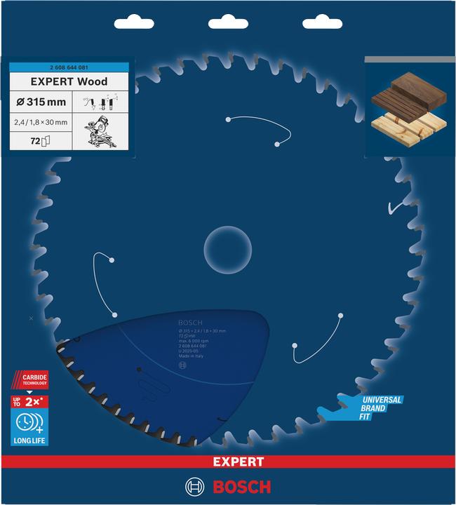 Immagine prodotto Bosch Professional Zubehör Lama circolare Expert per legno, 315 x 30 x 2,4 mm, 72