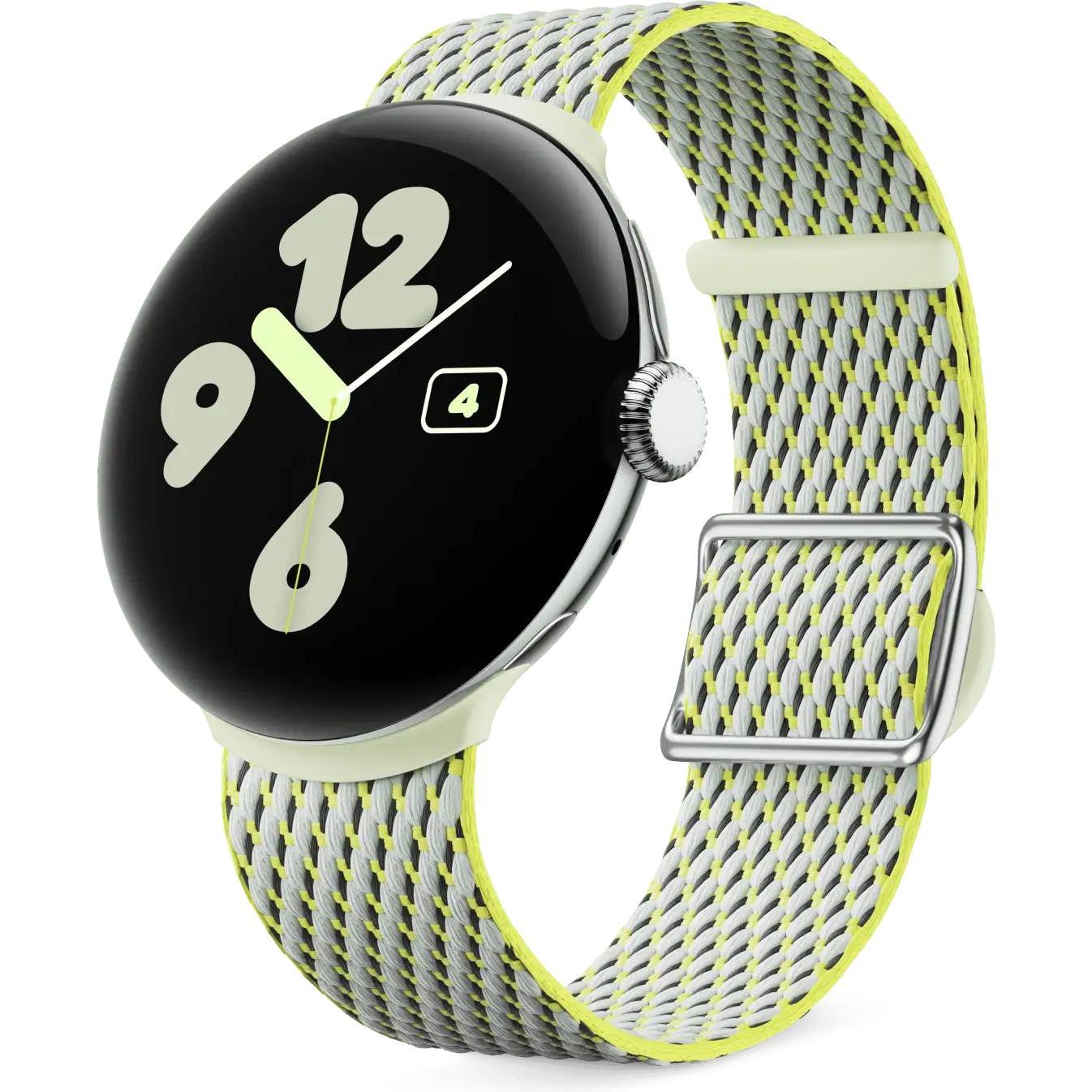 Thumbnail - Google Woven Band (Cotton fibre, Edelstahl, Kunststoff), Uhrenarmband, Grün, Gelb