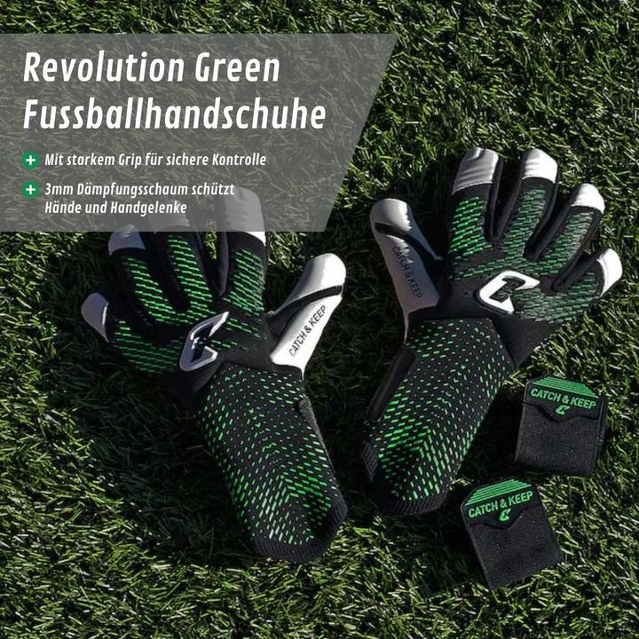 Produktbild Catch & Keep Fussballhandschuhe Revolution Green Gr. 9 Torwart Goalie Handschuhe (9)