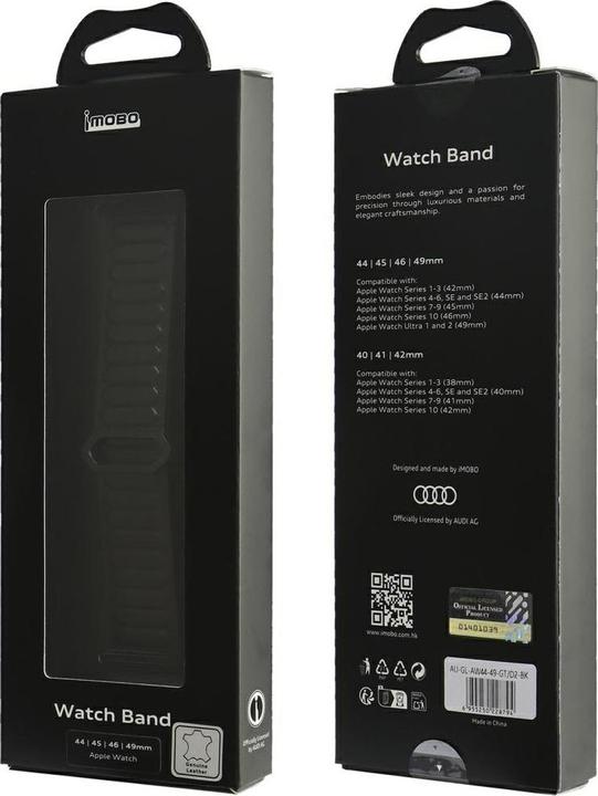 Produktbild Tech-Protect Logo Genuine Leather Magnetic Ring Strap for Apple Watch 44 / 45 / 46 / 49 mm - Black (Naturleder)