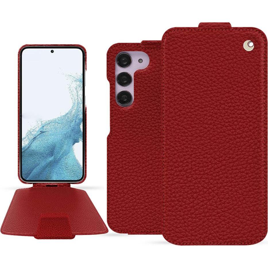 Noreve Lederschutzhülle vertikal (Samsung Galaxy S23+), Smartphone Hülle, Rot