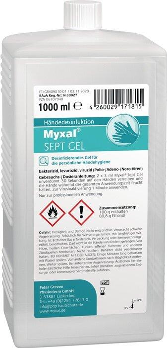 PGP Hand disinfectant gel MYXAL® SEPT GEL 1l 1 l (1000 ml)