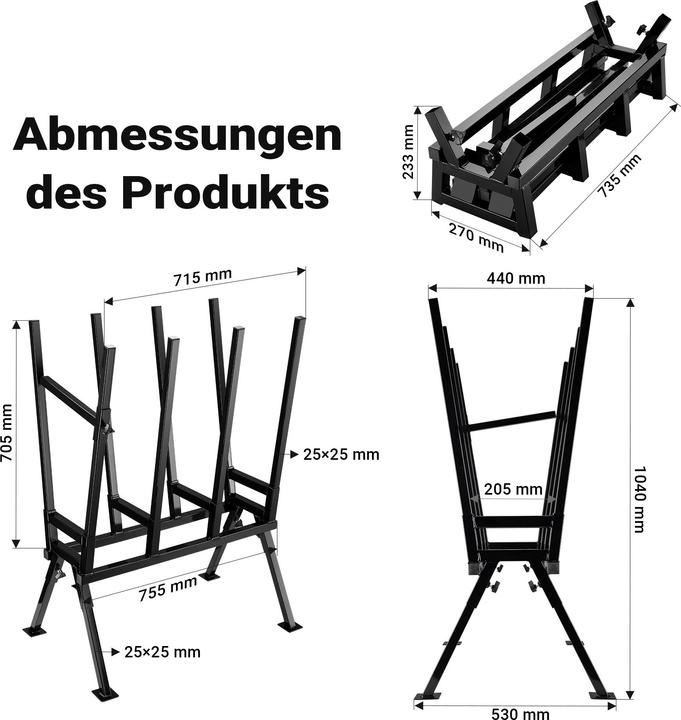 Actual product image Wiltec Foldable Saw Horse with Locking Clamp for Various Log Sizes Max. Capacity 400kg (53 cm, 79 cm)