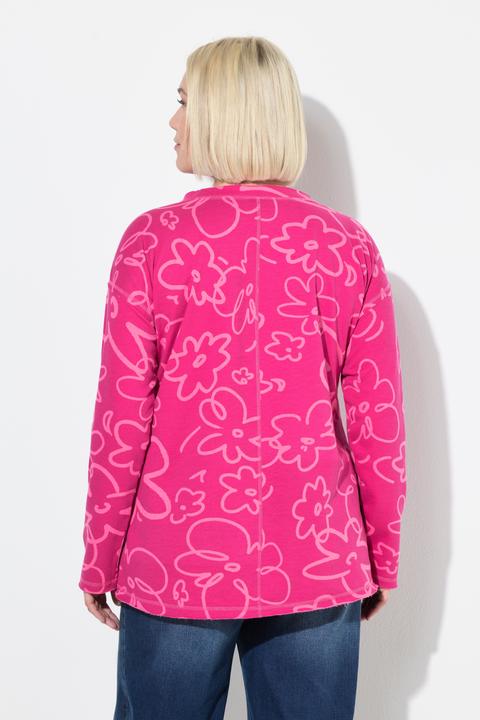 Produktbild Ulla Popken Sweatshirt, Blüten, Rundhals, Langarm, Rollkanten (60)