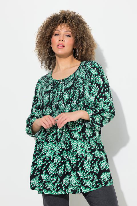Produktbild Ulla Popken Smokbluse, Allover-Druck, A-Linie, Rundhals (50, 52)