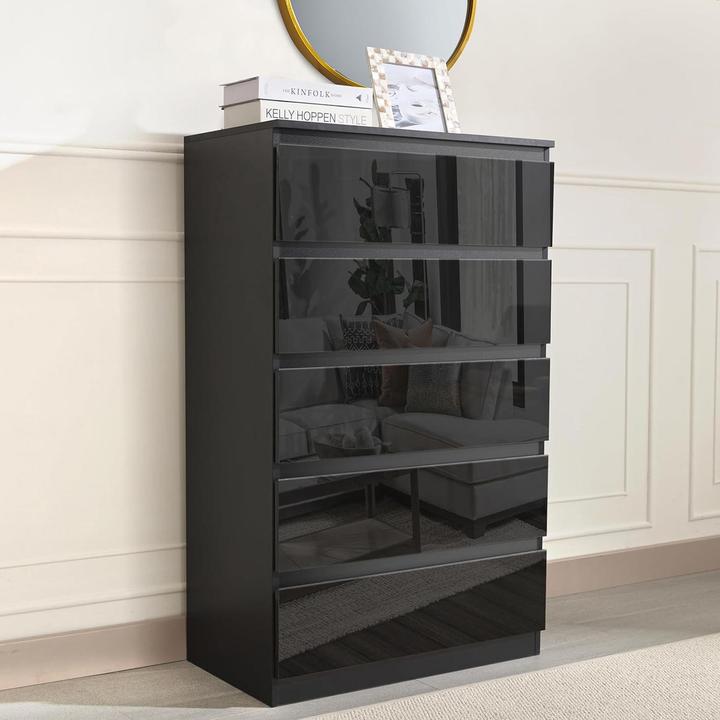 Produktbild HTI-Living Kommode Kenji 5 Schubladen Hochglanz (70 x 40 x 115 cm)