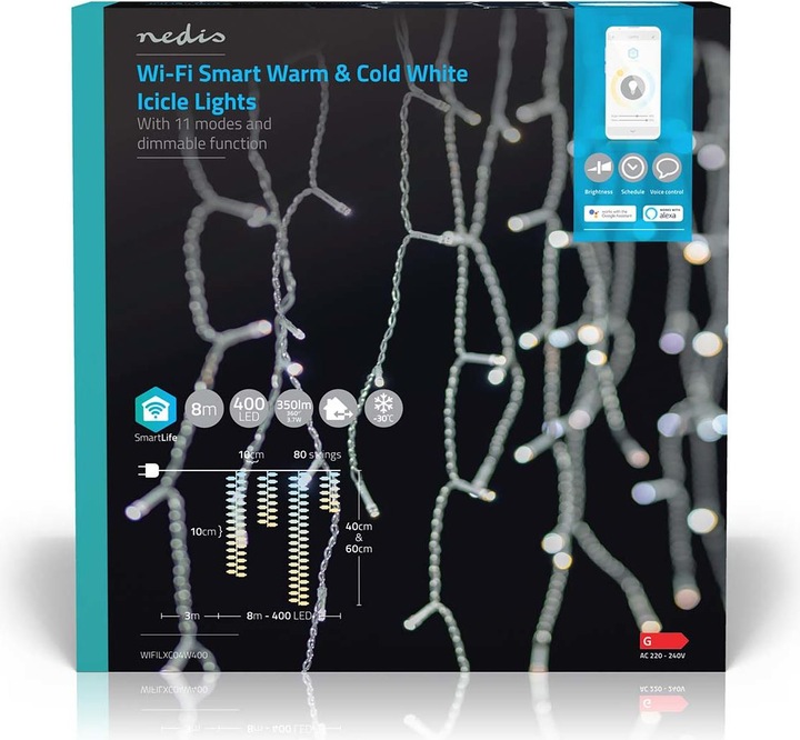 Image du produit Nedis SmartLife Décorative LED | Wi-Fi | Blanc chaud à froid | 400 LED | 8.00 m | Android™ / IOS (8 m)