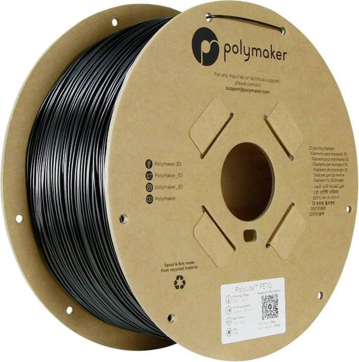 Produktbild Polymaker PolyLite PETG (PETG, 1.75 mm, 3000 g, Schwarz)