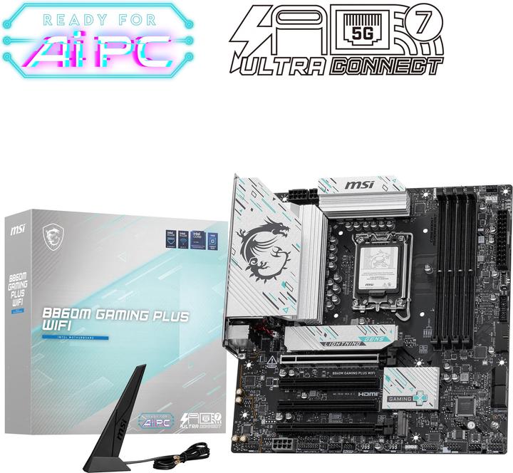 Productafbeelding MSI B860M GAMING PLUS WIFI (LGA 1851, Intel B860, mATX)