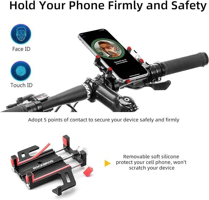 Actual product image Rockbros 699-BK Aluminium Alloy Bicycle Phone Holder - Black