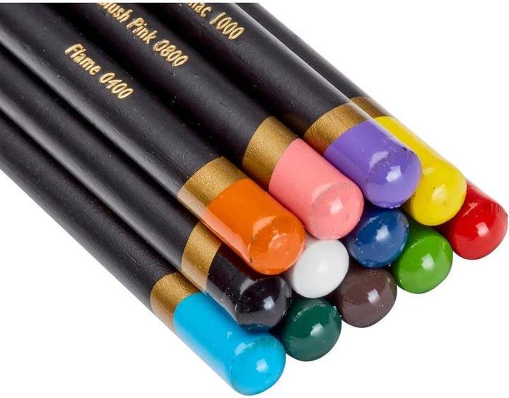 Immagine prodotto Derwent Matite colorate Chromaflow (Rosa cipria, Fiammingo, Naturale Marrone, Scarlatto, verde erba, Denim, Giallo Sole, Azzurro, Basilico, Nero, Lilac, Bianco, 12 x)
