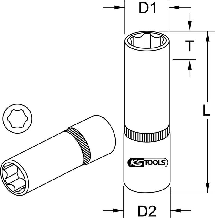 Productafbeelding KS Tools 3/8" inbus lang (19 mm)