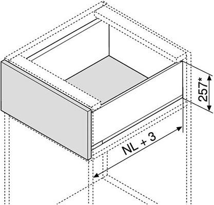 Actual product image Blum Flexible front drawer sets LEGRABOX pure F, orion gray