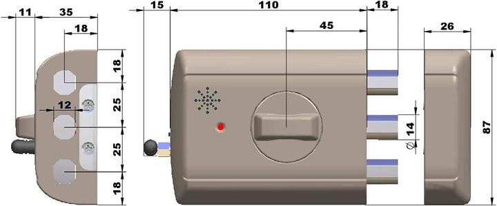 Produktbild Lince Unsichtbares elektronisches Schloss mit Alarm und Batteriesicherheitsmodus