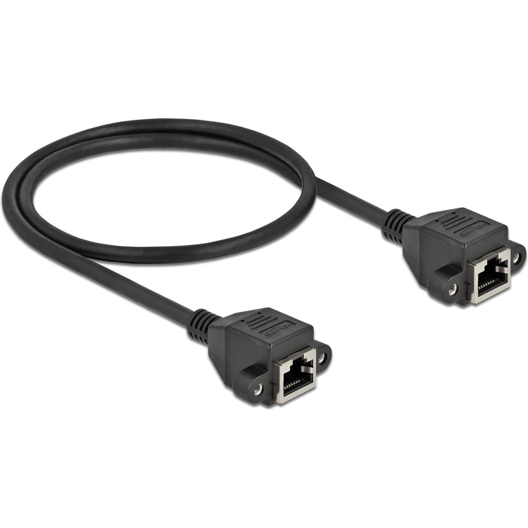 Thumbnail - Delock Netzwerk Verlängerungskabel S/FTP RJ45 Buchse zu RJ45 Buchse Cat.6A 50 cm schwarz (S/FTP, CAT6a, 0.50 m), Netzwer...