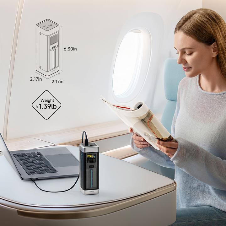 Actual product image Cuktech Powerbank CUK00P23GLBK 210W 25000mAh Power Bank 2 x USB-C 1 x USB-A - schwarz (25000 mAh, 210 W)