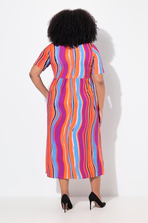 Produktbild Ulla Popken Maxikleid, Zierbänder, A-Linie, Rundhals, Halbarm, Taschen (54)