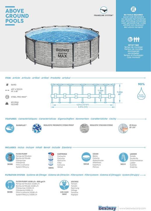 Immagine prodotto Bestway Set piscina Steel Pro Max (Ø 427 x 122 cm)