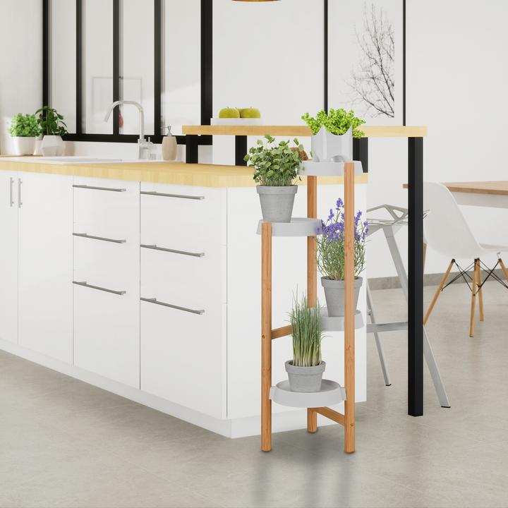 Actual product image Relaxdays Pflanzenständer Bambus & Kunststoff