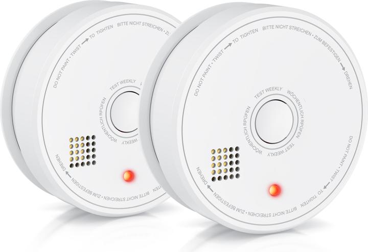 Produktbild Brandson 2x Rauchmelder, wechselbare 9V Blockbatterie, Smoke Detector, LED, TÜV geprüft, EN14604 Zertifiziert