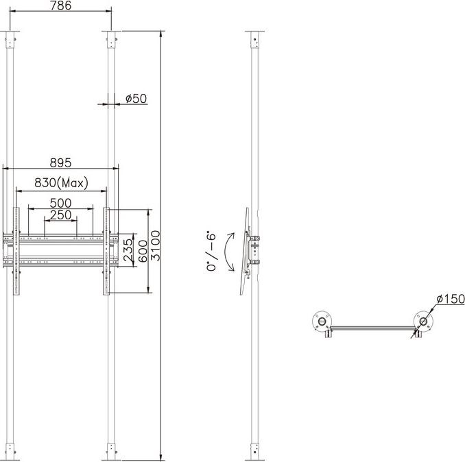Produktbild Multibrackets Boden-Deckenhalter mit Dopperrohr, VESA 200x