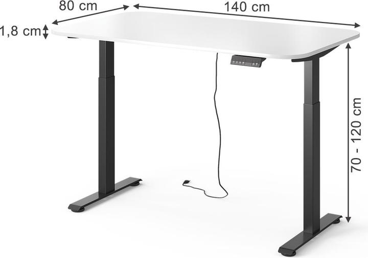 Produktbild Vicco Schreibtisch Elevate, Weiss/Schwarz, 180 x 57.5 cm (140 x 80 x 120 cm)