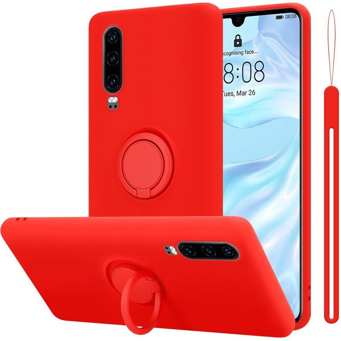 Cadorabo TPU Liquid Ring Silicone Case Hülle (Huawei P30), Smartphone Hülle, Rot