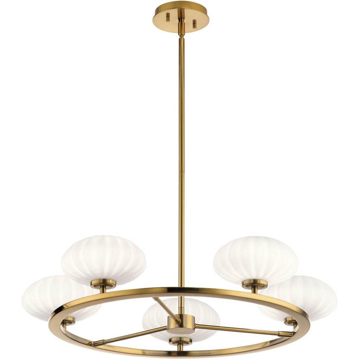 Elstead Lighting, Kronleuchter, Pim LED Kronleuchter G9 5-fach Fuchs-Gold Satinierter, ummantelter Opal IP44 (71.10 cm)
