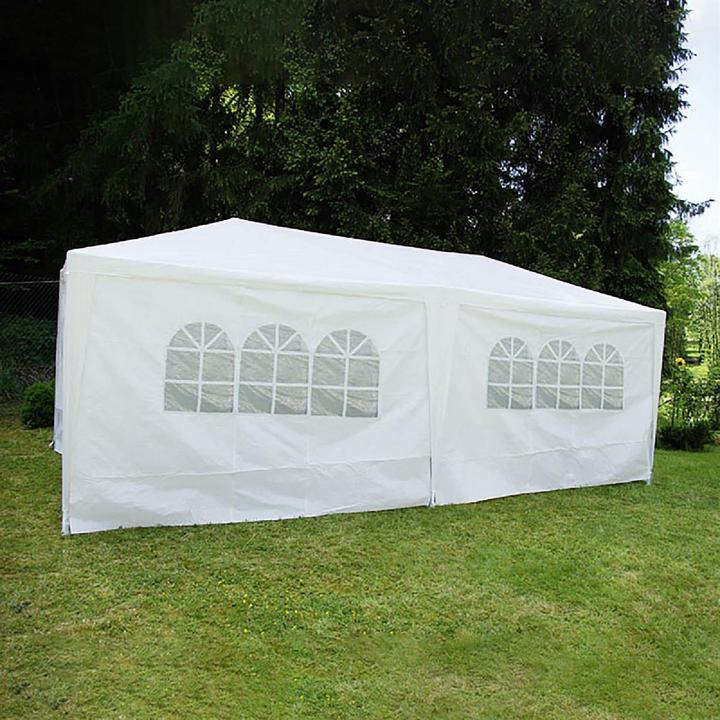 Produktbild VCM Pavillon 3x6 m in weiss PE Plane + Seitenteile Partyzelt Gartenzelt Sonnenschutz (600 cm, 600 cm)