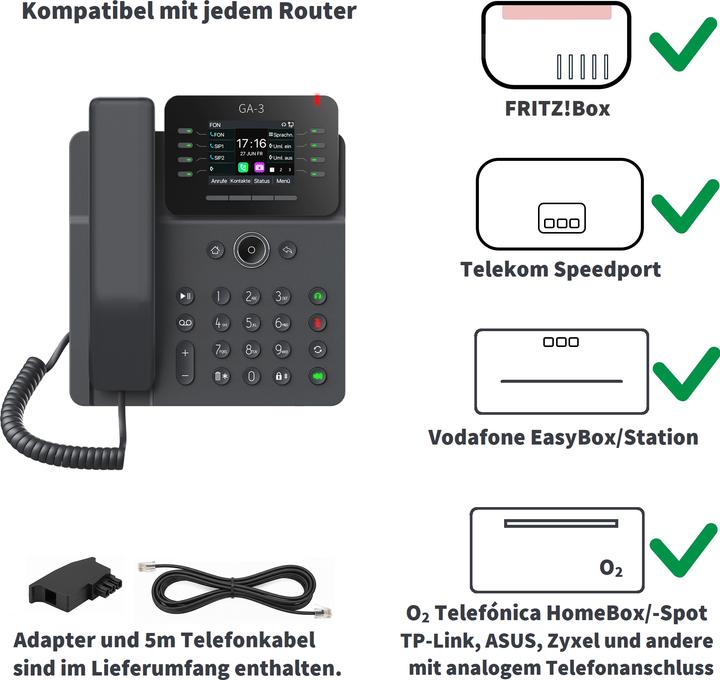 Actual product image Gequdio GX3+ IP-Phone Set with charger