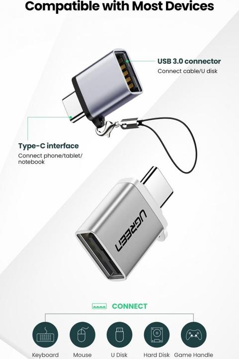 Produktbild Ugreen USB-C 3.1 zu USB-A 3.0 Buchse Adapter (USB Typ C, USB-A)