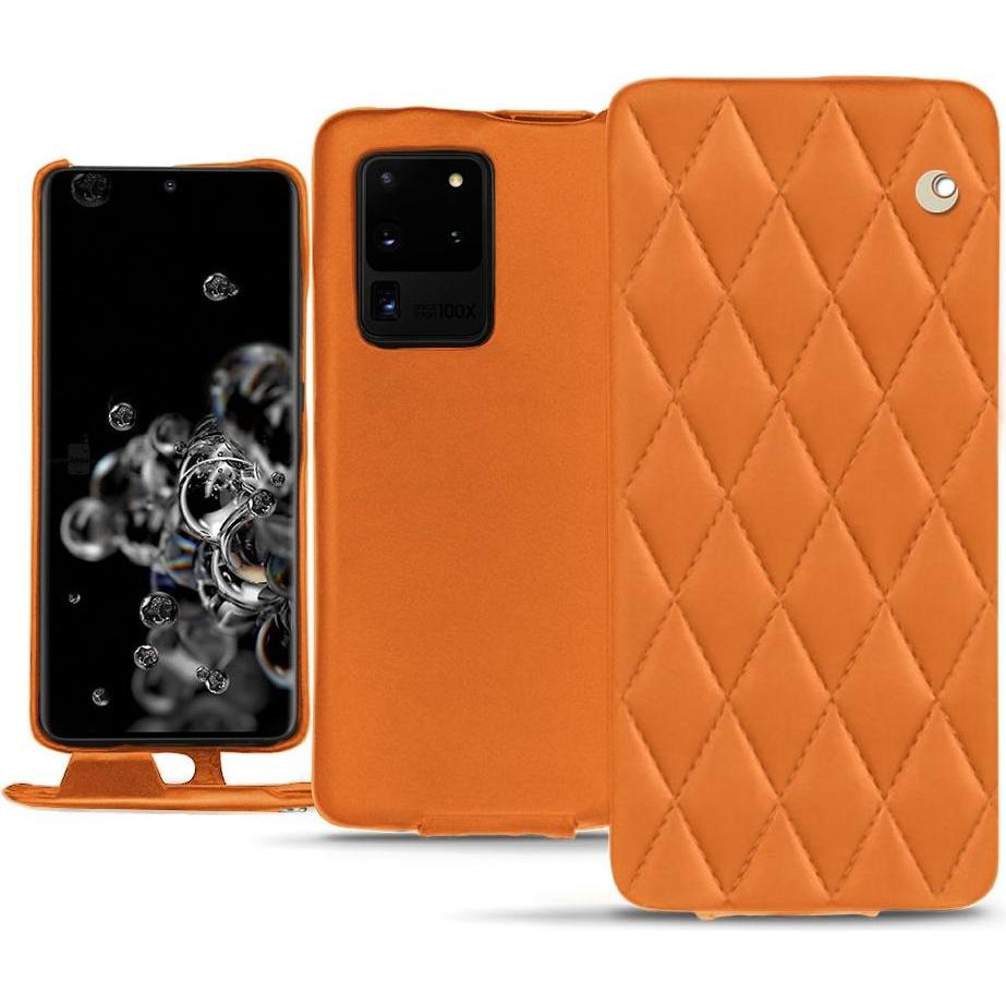 Noreve Lederschutzhülle vertikal (Samsung Galaxy S20 Ultra 5G), Smartphone Hülle, Orange