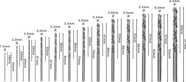 Image du produit Bosch Professional Zubehör PRO Metal HSS-G Ensemble de forets hélicoïdaux, 13 pièces (6 mm, 6,5 mm, 5,5 mm, 1,5 mm, 3 mm, 5 mm, 2,5 mm, 3,5 mm, 4,5 mm, 3,2 mm, 4,8 mm, 2 mm, 4 mm)