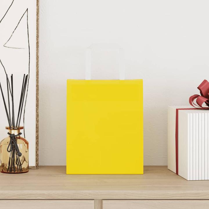 Image du produit VidaXL Sacs en papier kraft 50 pcs. avec anse jaune 18x8x22 cm Sac en papier (Coffret cadeau, 50 x)
