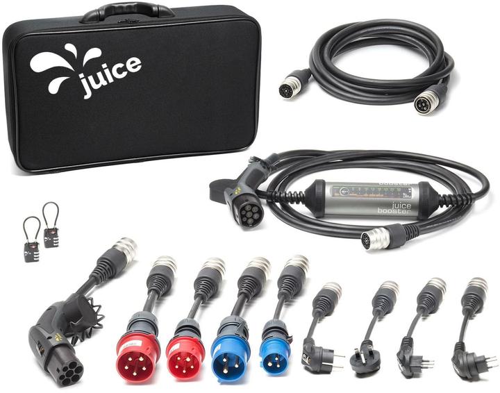 Produktbild Juice Technology Juice Booster 2 Premium Traveller Set (Typ 2, 22 kW, 32 A, CEE16 blau, CEE32 rot, Typ 2, CEE 7/7, CEE32 blau, CEI 23, CEE16 rot, Typ 13, BS 1363)