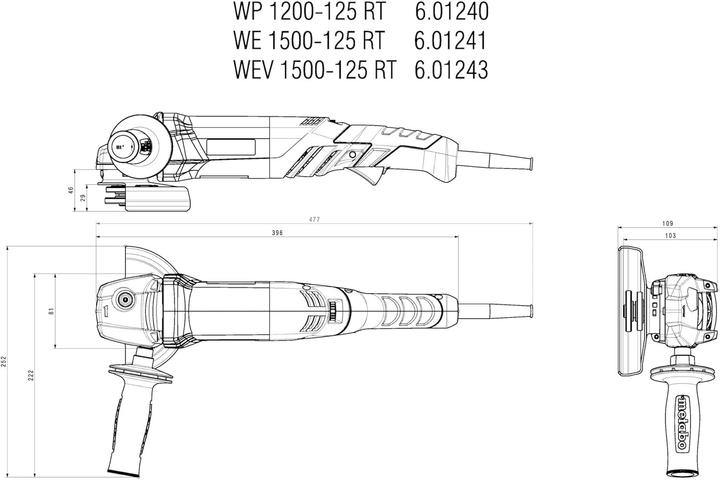 Produktbild Metabo Winkelschleifer WEV 1500-125 Quick RT (601243500)Kunststoffkoffer (125 mm)