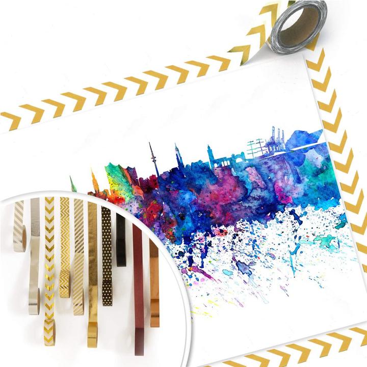 Image du produit Trenddeko Hambourg aquarelle Skyline (30 x 24 cm)