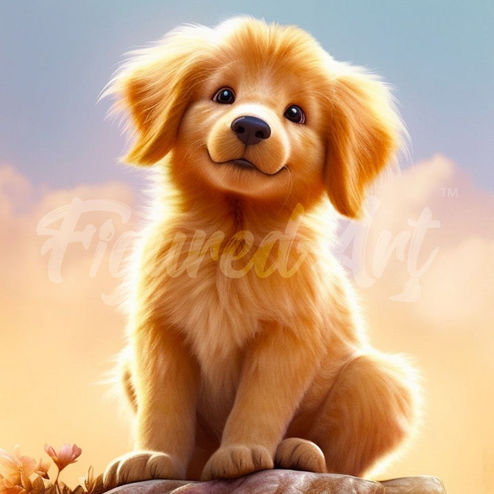 Produktbild Figured'Art Mini Diamond Paintig ohne Rahmen - Süsser Golden Retriever Welpe
