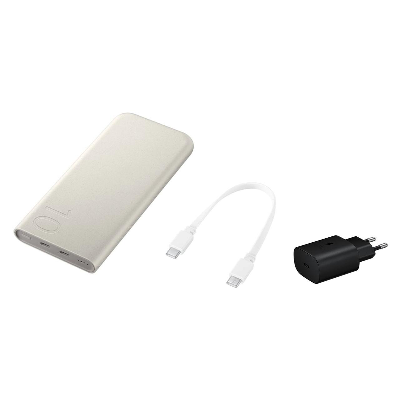 Samsung Fast Charge Duo Powerbank Met Usb-C Adapter (10000 mAh, 25 W), Powerbank, Zwart, Beige