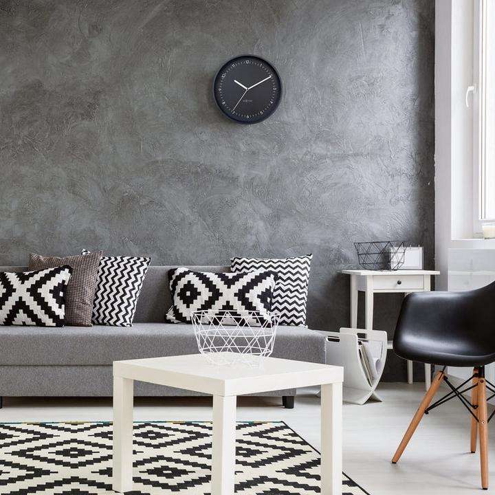 Actual product image Nextime 3305ZW - Berlin" wall clock, Silent, Black, Aluminium, 30 cm (30 cm)