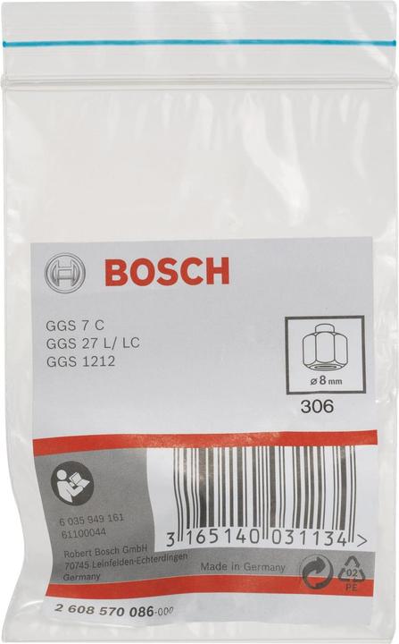 Produktbild Bosch Professional Zubehör Spannzange mit Spannmutter, 8 mm, für Bosch-Geradschleifer