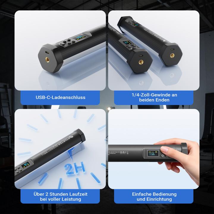 Produktbild Wiltec Spectar RGB LED Stab + Halterung 4er Set Studiolicht Multi Tube Holder