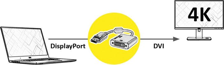 Produktbild Roline DisplayPort - DVI, 4K, gold (DVI, 15 cm)
