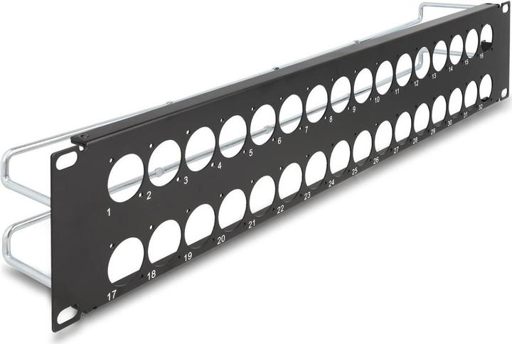 Produktbild Delock 19? D-Typ Patchpanel mit Entlastungsschienen 32 Port 2 HE schwarz