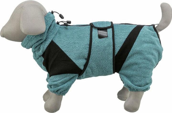 Actual product image Trixie Badjas / Huisoverall Badstof Petrol - 46 Cm (M, Dog bathrobe, Dog overalls)