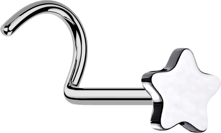 Image du produit Star Piercing Threadless Nasenstecker gebogen silber Stern silber (sans laiton, Titane)