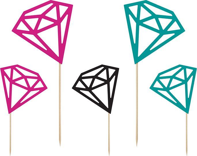 Produktbild Partydeco Toppers Diamonds, 12.5-25.5cm (1 pkt / 5 pc.) (5 Stück)