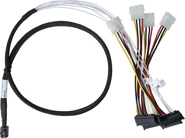 BlueLAN internal MiniSAS Hybrid cable SFF-8643/4x SFF-8482 with power cable 50cm (50 cm)