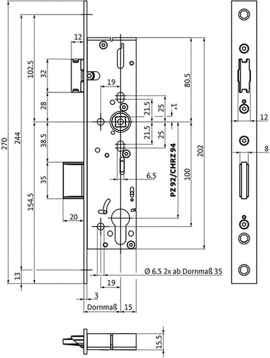 Actual product image BKS G-U Panic lock B-18200 Panic function B EN179/1125 (Mortise lock)